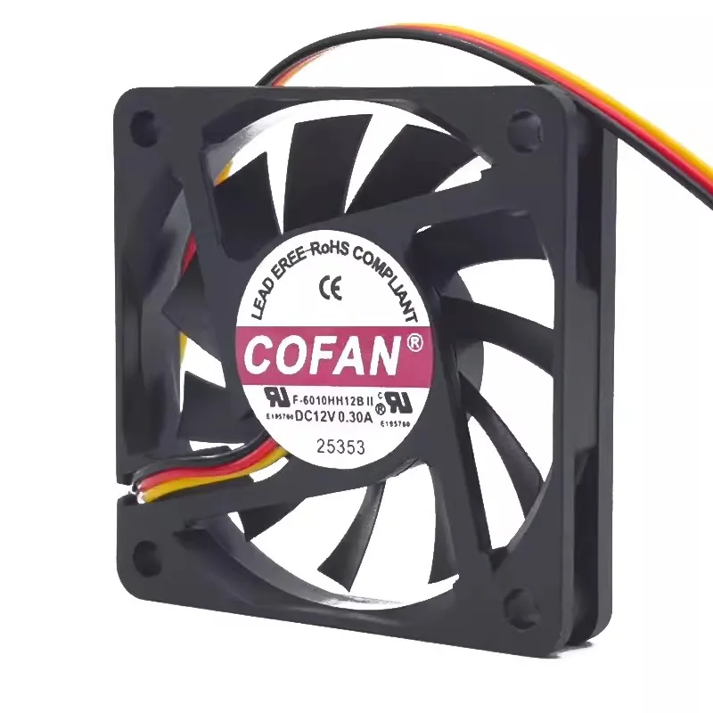 New Cooler Fan for COFAN F-6010HH12B 12V 0.30A 6010 6CM Cooling Fan 60*60*10MM