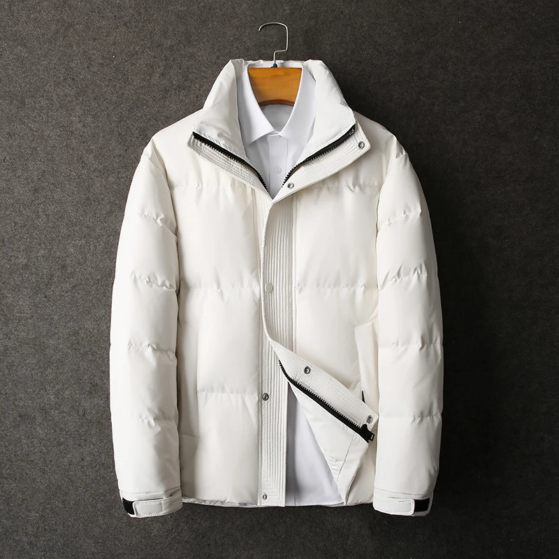 2024 new arrival winter jacket 90% white duck down jackets men,mens fashion thicken warm parkas trench coat male Black and White