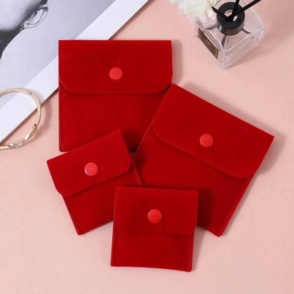 Microfiber Velvet Mini Jewelry Display Bag Foldable Small Necklace Ring Packing Bag Solid Color Storage Case Earrings Organizer