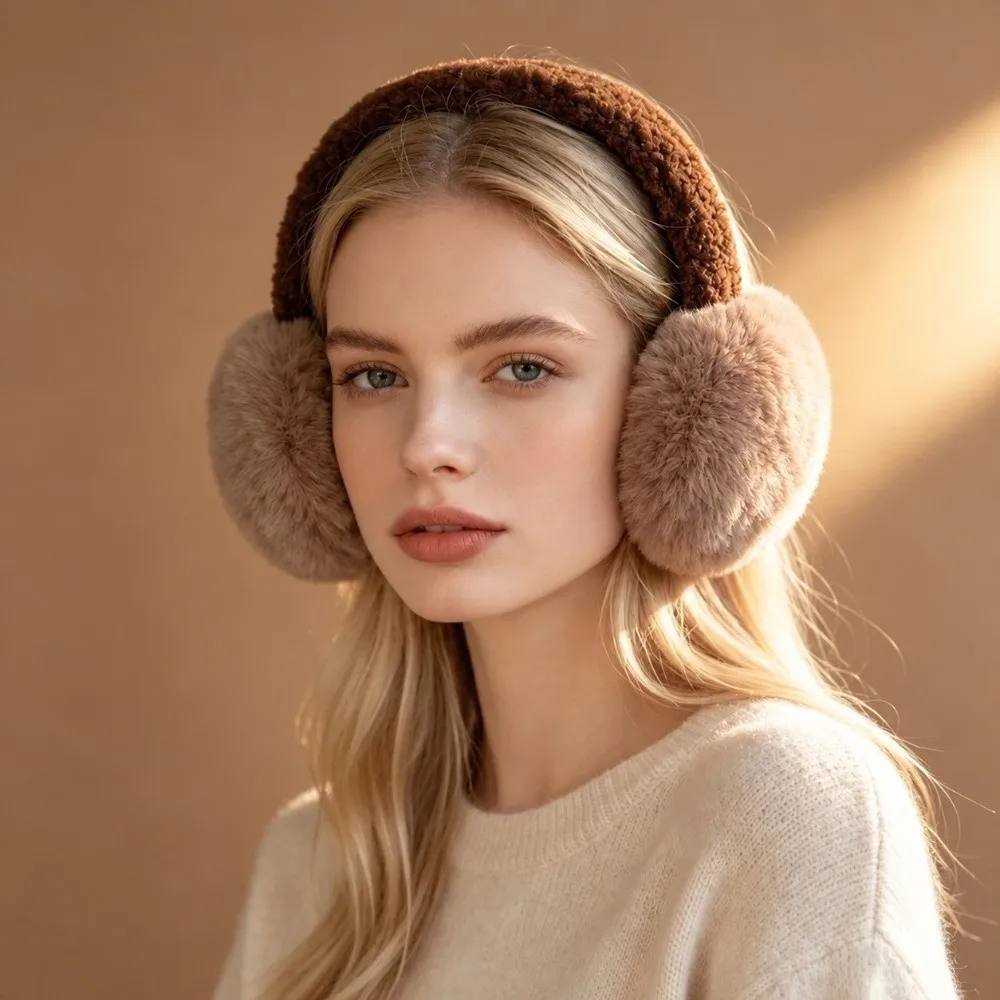 Portable Foldable Earmuffs Faux Fur Soft Ear Warmers Ear Protection Headband Cold Weather