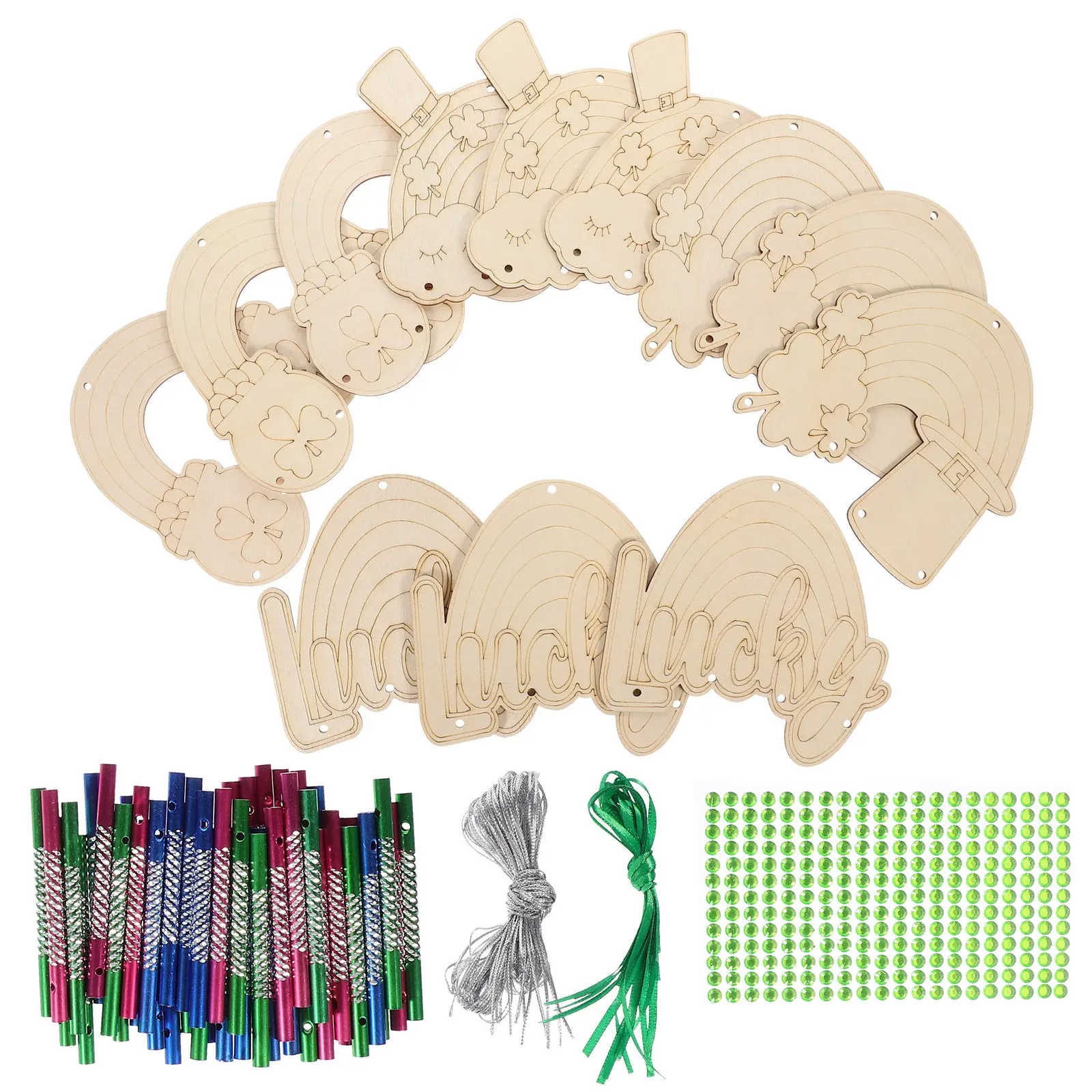 

1Set Unfinished Wooden Wind Chime DIY Kit Spring Theme Handcraft for Balcony Garden Decoration Safe Natural Wood Creative