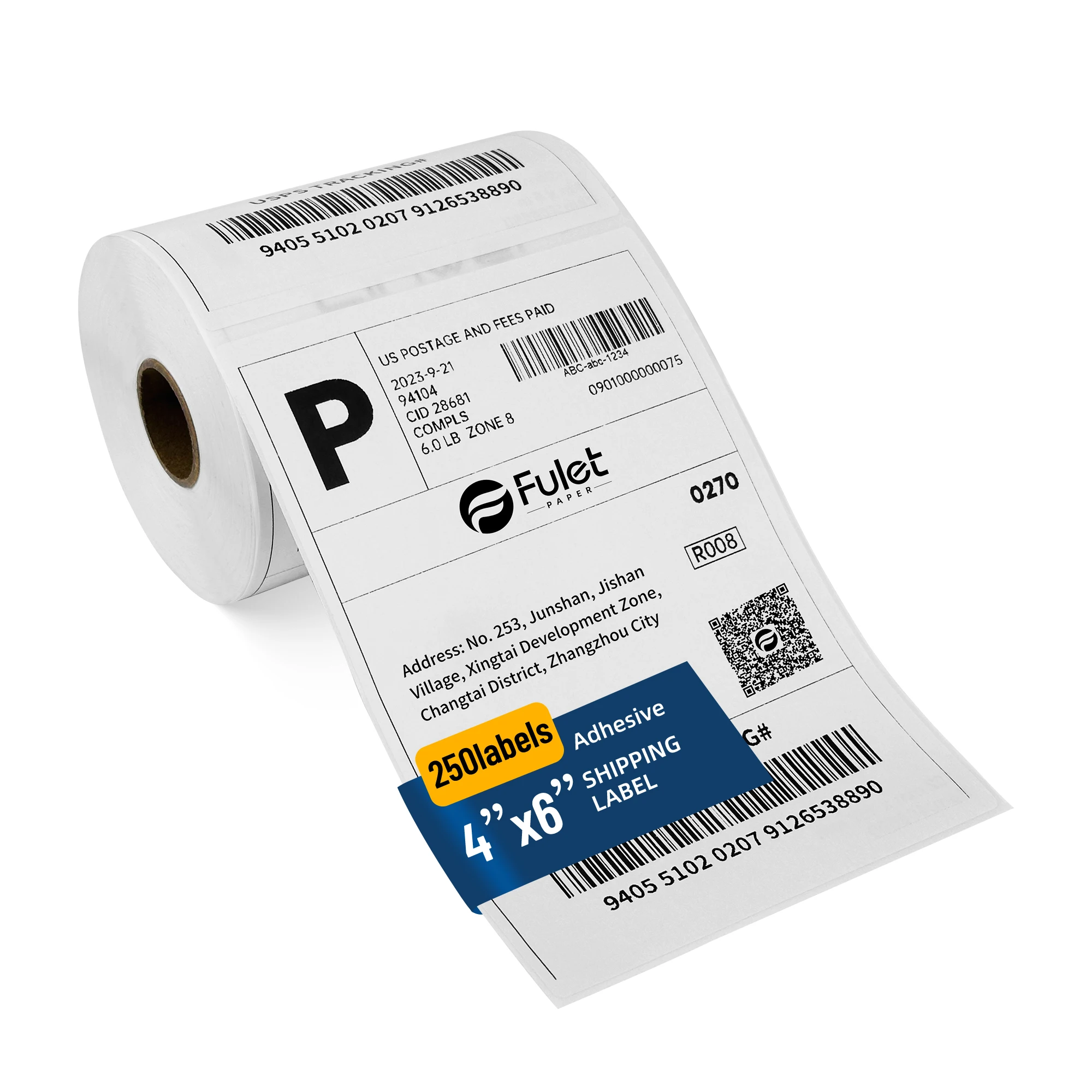 Premium Quality 100 X 150 mm 4x6 inch Water Oil Resistant Direct Thermal Paper Shipping Label 250 Labels per Roll