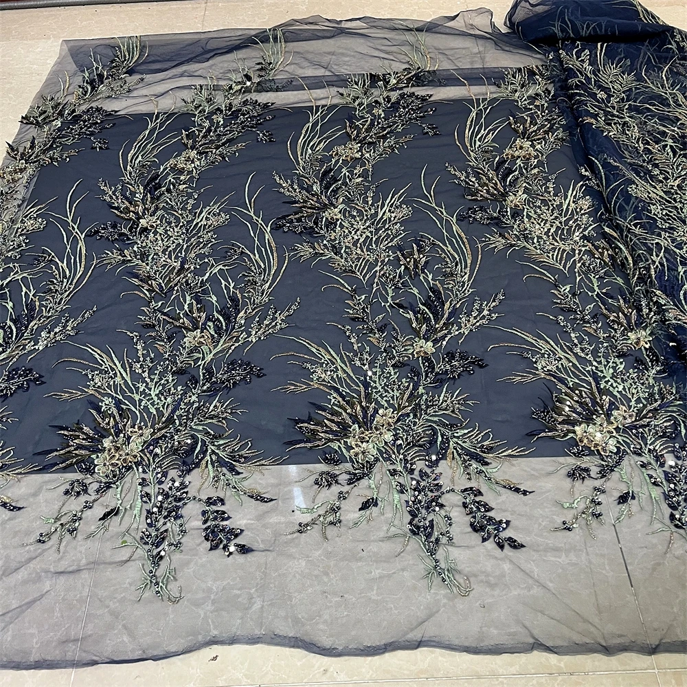 

African Nigerian Tulle Lace Fabric, Cotton Wedding Party Dress, Sequins for Sewing, Embroidery, High Quality, 5Yards,JL534