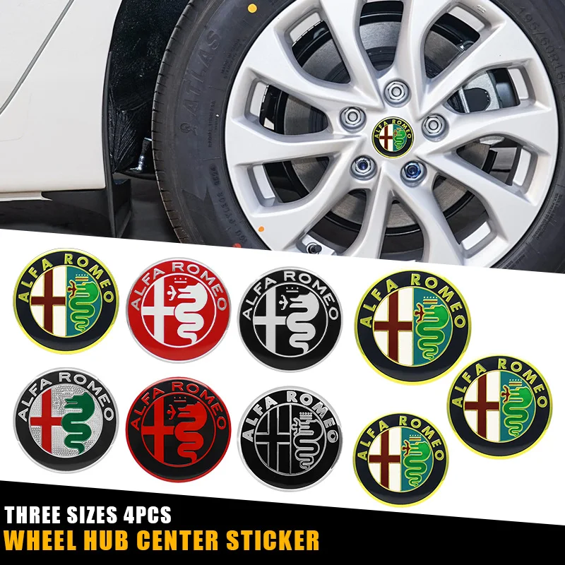 56mm/60mm Car Tire Hubcap Sticker Wheel Rim Badge for Mito Giulia Giulietta 147 155 156 159 Stelvio 4C Accessories