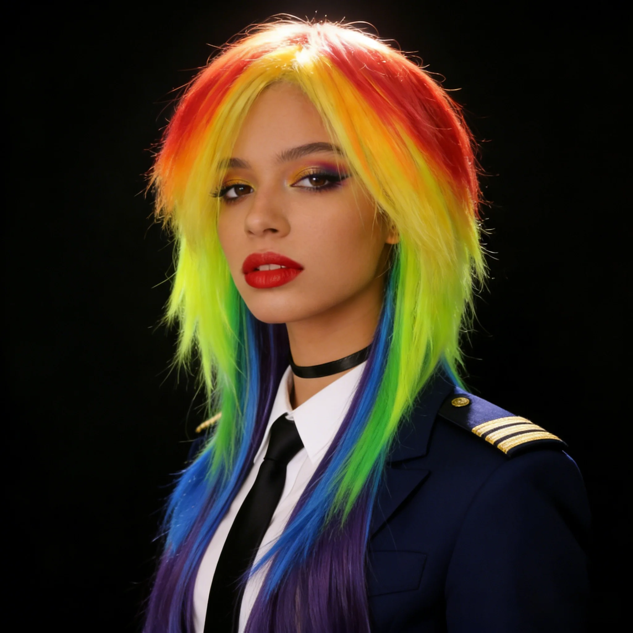 Rainbow Gradient Long Wig, Colorful Highlighted Style, Anime Character Cosplay Synthetic Wig, Perfect for Parties, Cosplay & Sta