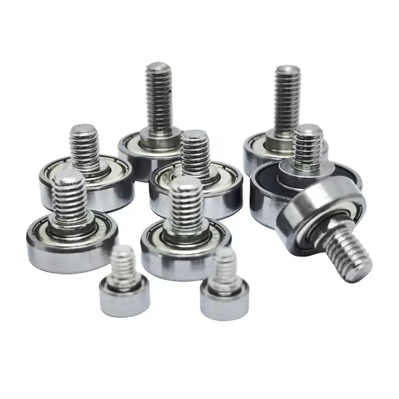 4/10pcs 304 SS Bearings with External Threads - Shaft Screw Rollers, Mini Track Pulleys & Guide Wheels