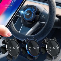 Magnetic Steering Wheel Gravity Gyroscope Car Phone Holder Cute Fortune Cat Shape Anti-Shaking Rotatable Mount Auto Accessories