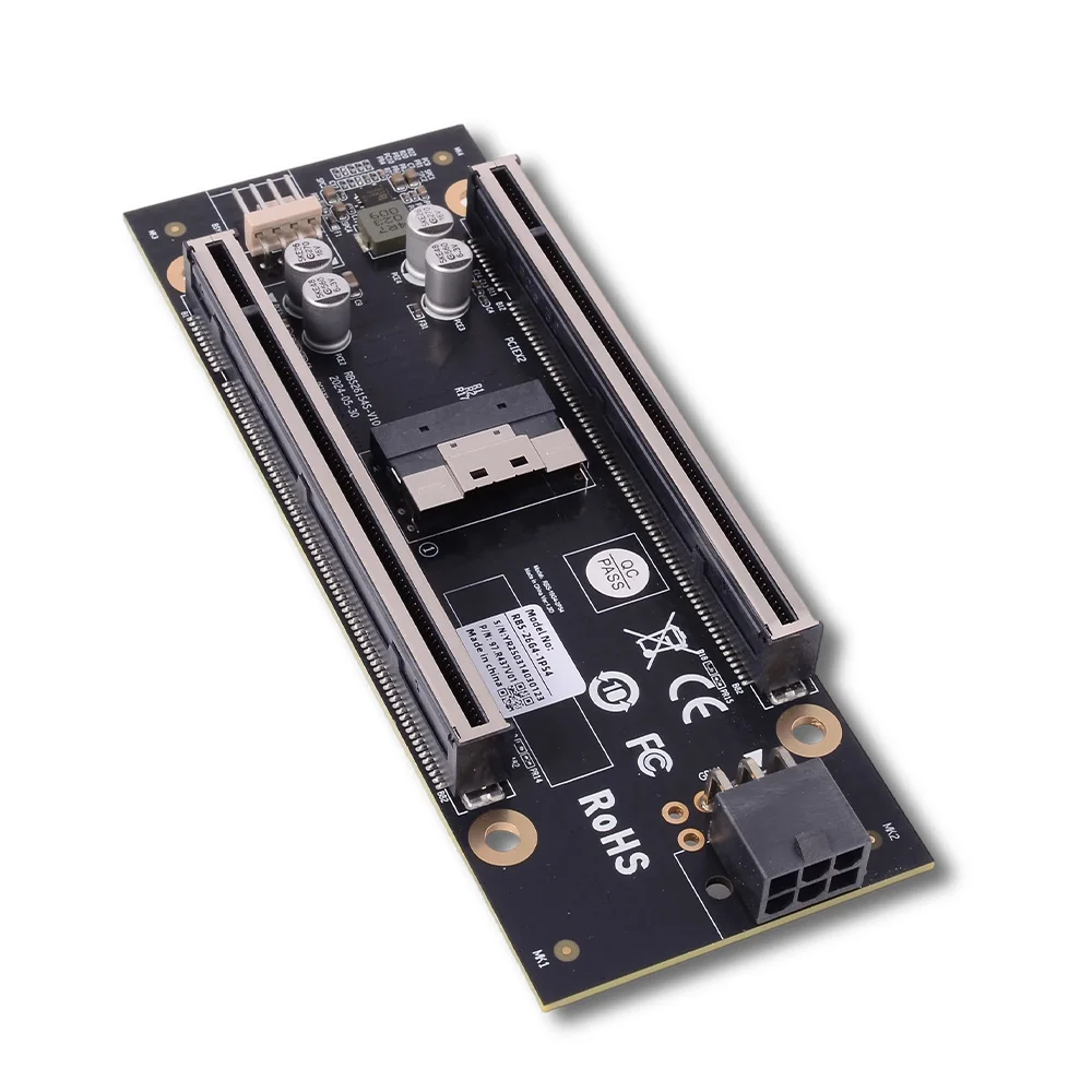 PCIe 4.0 X4 Card Adapter Board Dual-slot 4X Split Base Backplane for GPU NIC HDD SSD Graphics Network Hard Drives SFF-8654 8i