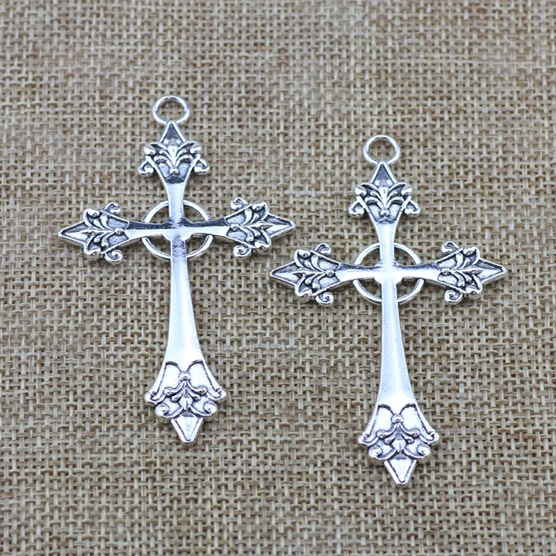 5 Pieces/Lot 64*37mm DIY Handmade Material Vintage Cross Necklace Pendant Charms For Jewelry Making