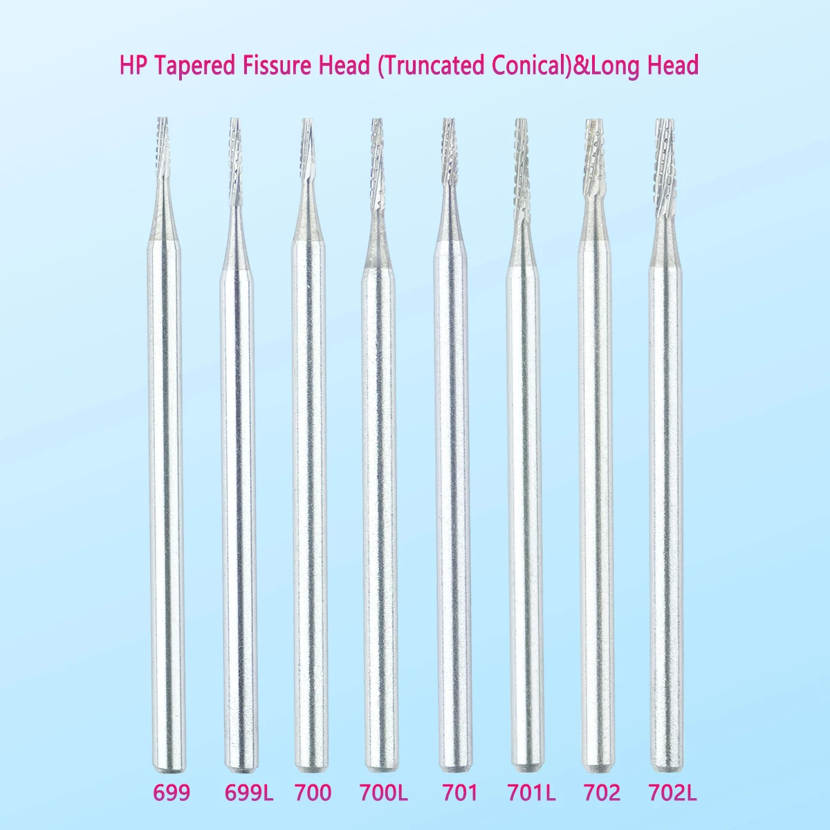 Dental Tungsten Carbide Burs Tapered Fissure Cross Cut Head Dental Strawberries HP For Straight Nose Cone Handpiece Dia2.35mm