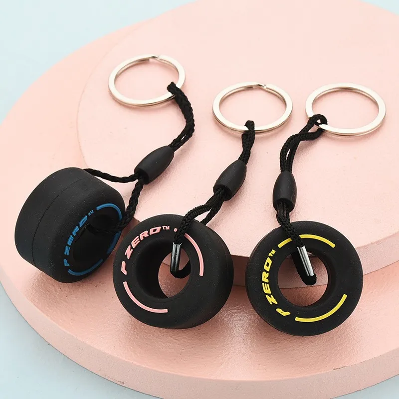 Luxury Mini F1 Racing Tire Keychain Car Key Accessories PVC Tyre Pendant Bag Charm Men's Gadgets Gifts For Friends Car Lovers