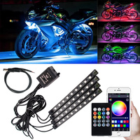 LED Motorcycle Car Atmosphere Foot Light RGB APP Remote Control Flexible Waterproof Remote Sound 12V Moto Decorative Lamp Strips