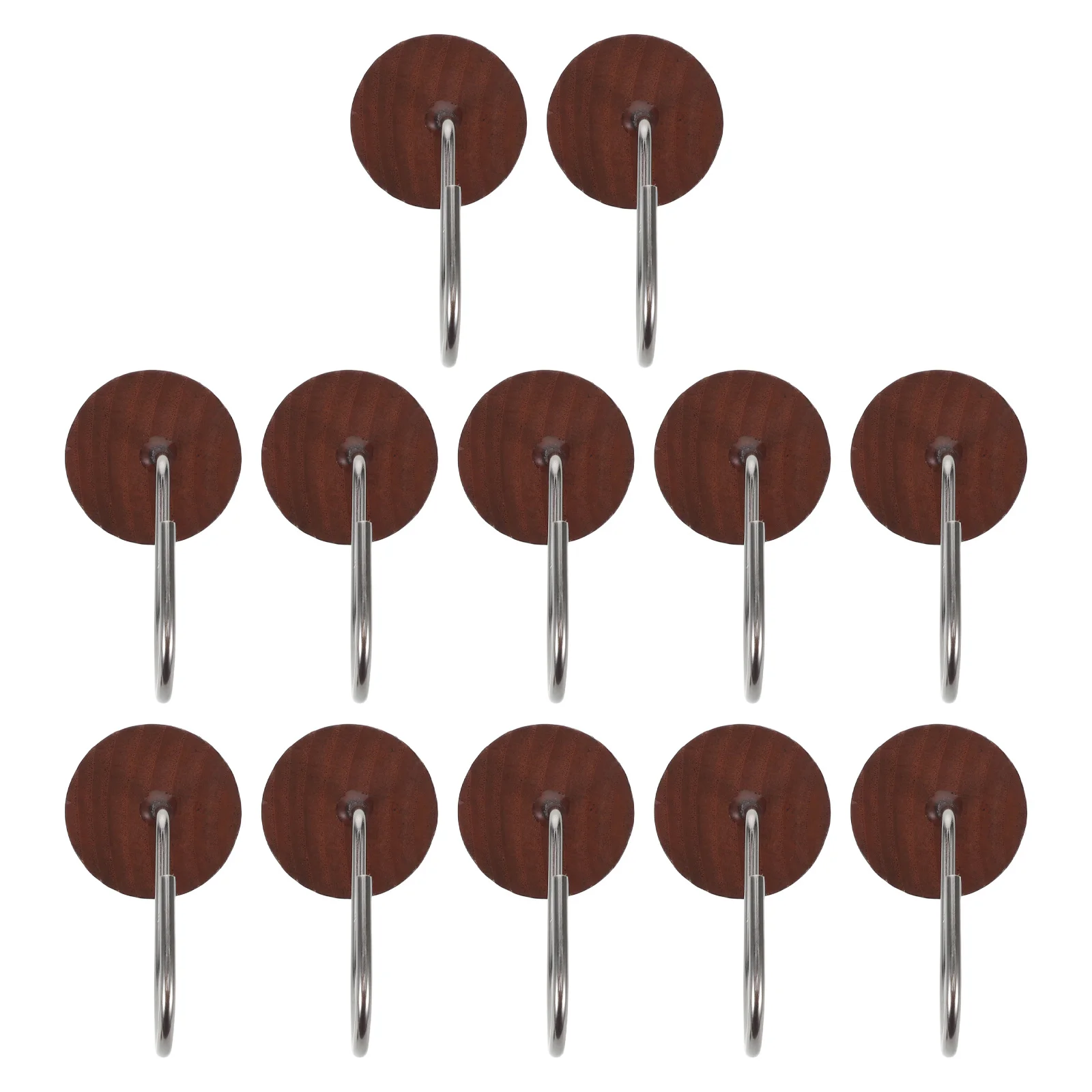 

12pcs Wooden Shower Curtain Natural Wood Heavy Duty Bathroom Metal Rings Smooth Sliding Farmhouse Shower Hooks Decorative Wood