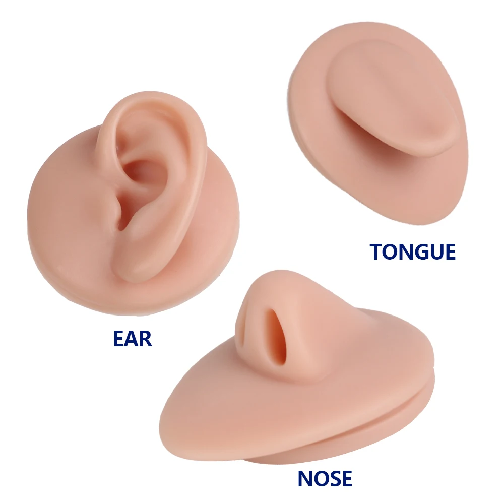 1pc Silicone Ear Nose Mouth Tongue Model Tattoo Practice Piercing Tools Earring Ear Stud Body Jewelry Display Tattoo Accessories