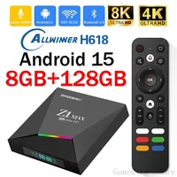 Android box 4g Android 15 iptv Z1 Max TV Box 4K 8K HD Allwinner H618 BT 5,0 4G 5G WiFi dual 8GB 128GB Control remoto por voz allwinner