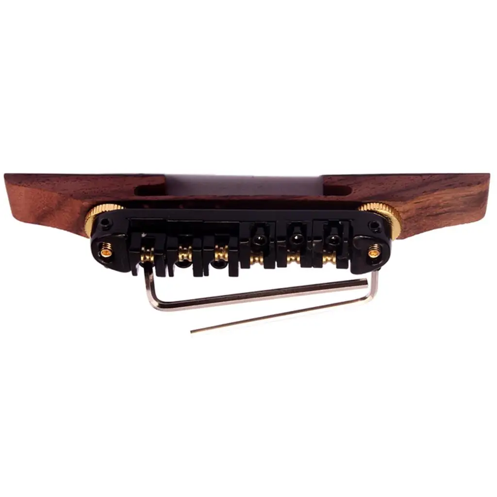 Archtop Jazz Guitar Wooden Metal Roller Saddle Bridge Height Adjustable Accessory for String Harmonics