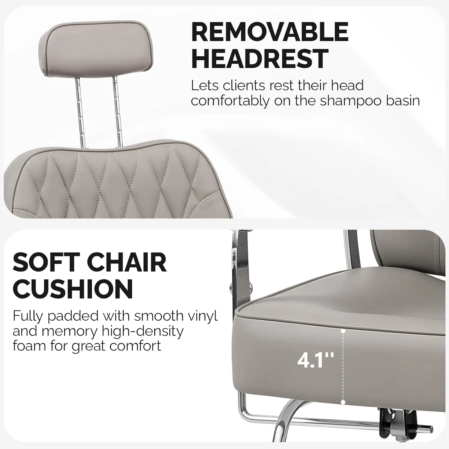 Heavy Duty Reclining Barber Chair Removable Headrest 360° Rotation Hair Stylist Braiding Shampoo Facial Waxing, Customized - view 3
