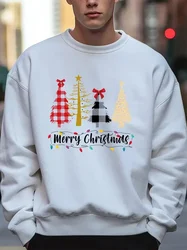 Men Merry Christmas Letters Print Hooded Trendy Sweatshirt Designer Fleece Hoodies for Male Warm Casual Pullover Clothing