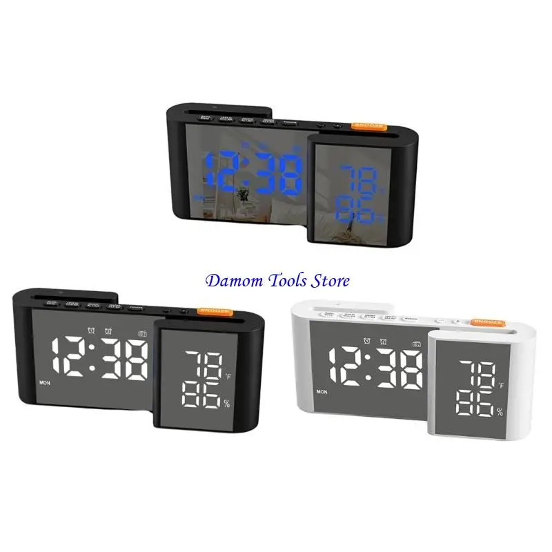 

57BE Modern Electronic Alarm Clock S Build Adjustable Brightness FM Radio for Bedroom and Office Use Black/White