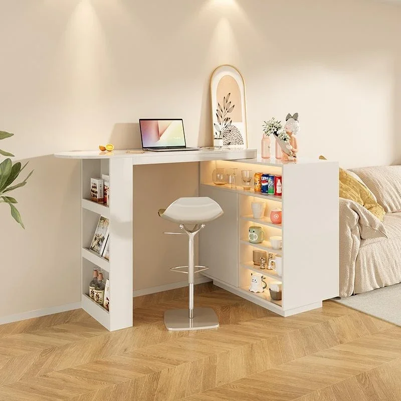 

Cream wind small apartment retractable dining table integrated, dining side cabinet, living room locker corner bar