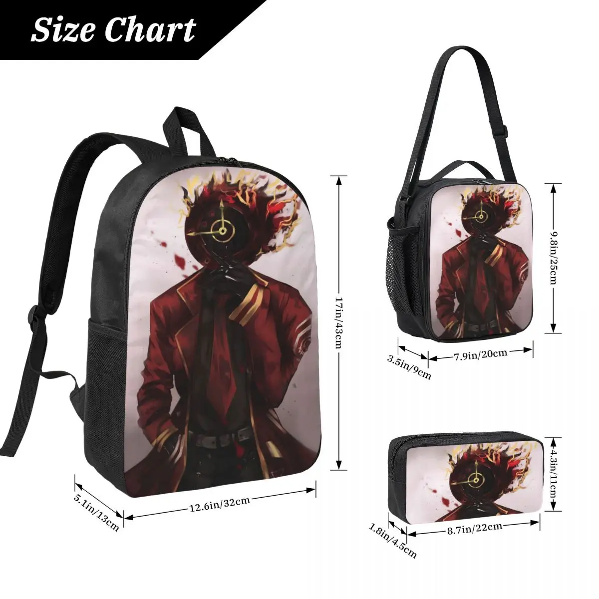 3Pcs Limbus Company Games School bags Set for Boy Girl Pen Bags Backpack Sets with Lunch Box For School Students Daypack