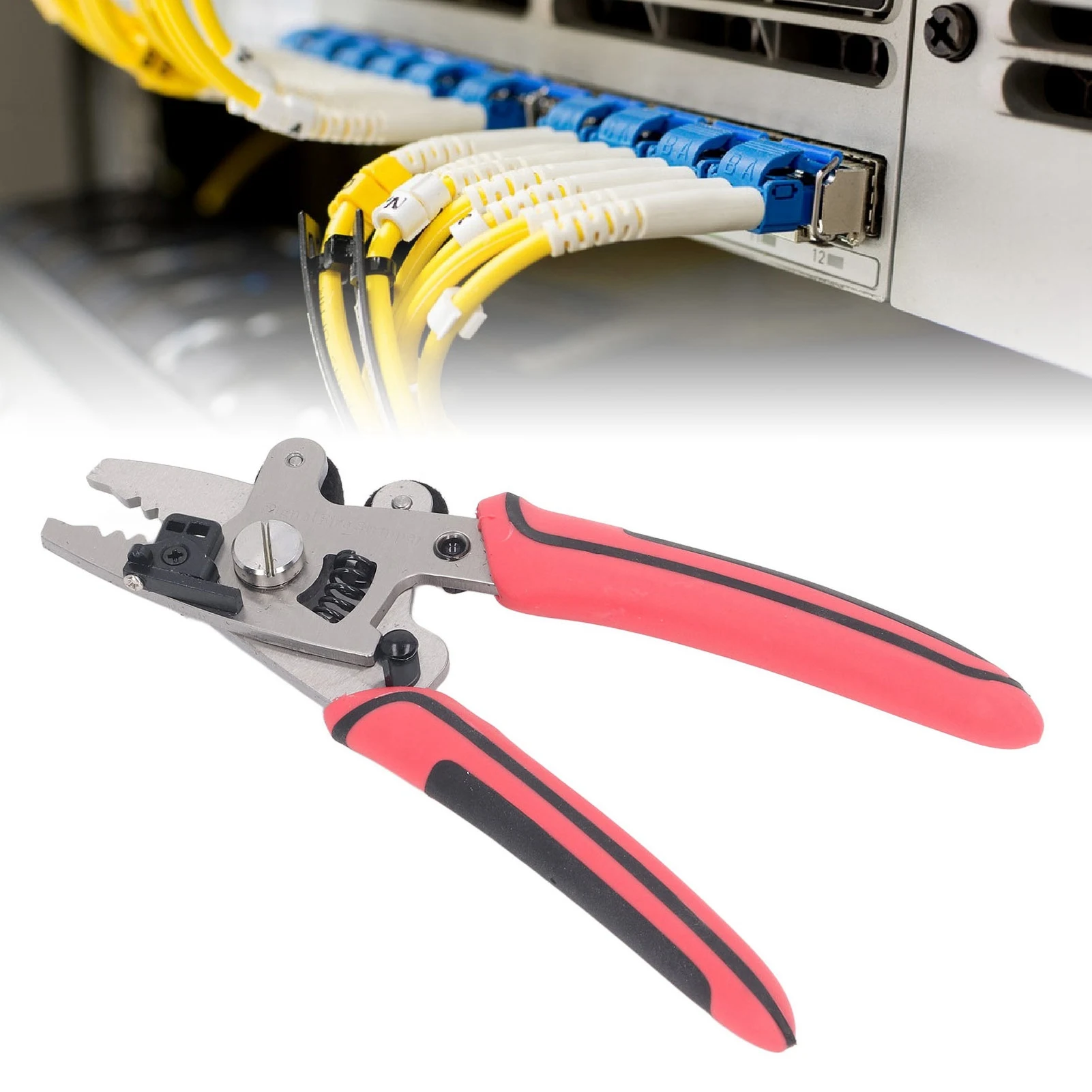 

Optic Stripper Stainless Steel Blade PVC Anti Slip Handle Multifunctional Wire Cutter Stripping Pliers Pliers
