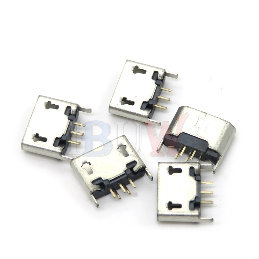 10pcs  Micro USB 5 Pin SMT Socket Connector Type B Female Placement SMD DIP USB Charging Connectors 2PIN SMD/DIP