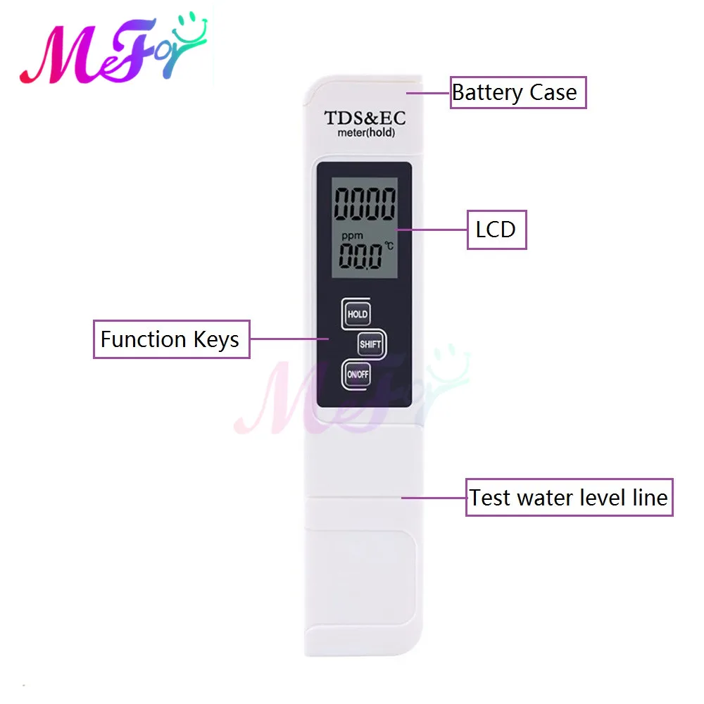 3 In1 TDS EC Meter Temperature Tester Pen Digital Water Quality DetectionTester For Water Purity TEMP PPM Tester Swimming Pool