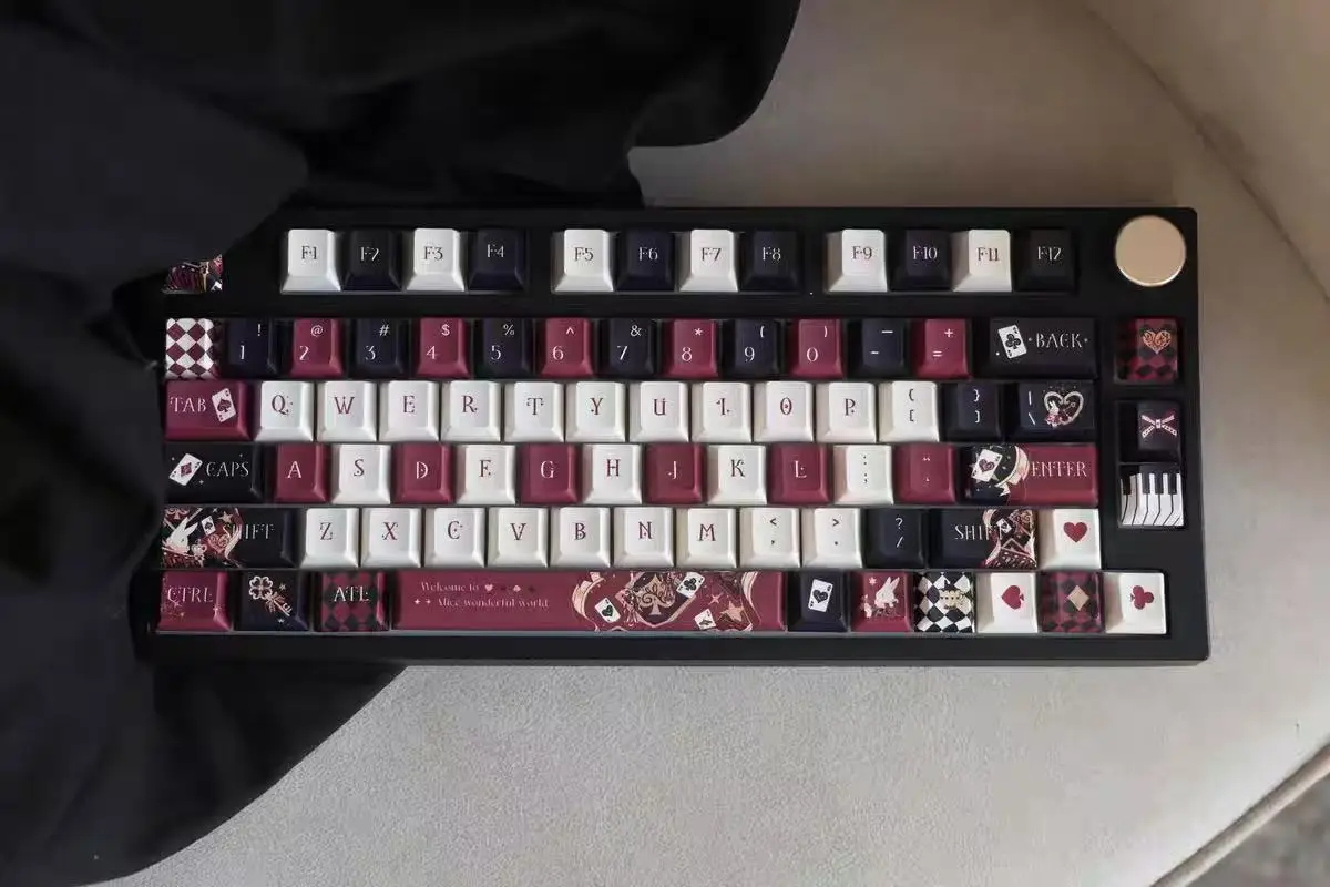 레트로 앨리스 키 캡 138 키 테마 키 캡 멋진 PBT 키 캡 MX 스위치 용 Chreey Keycap 승화 기계식 키보드 캡