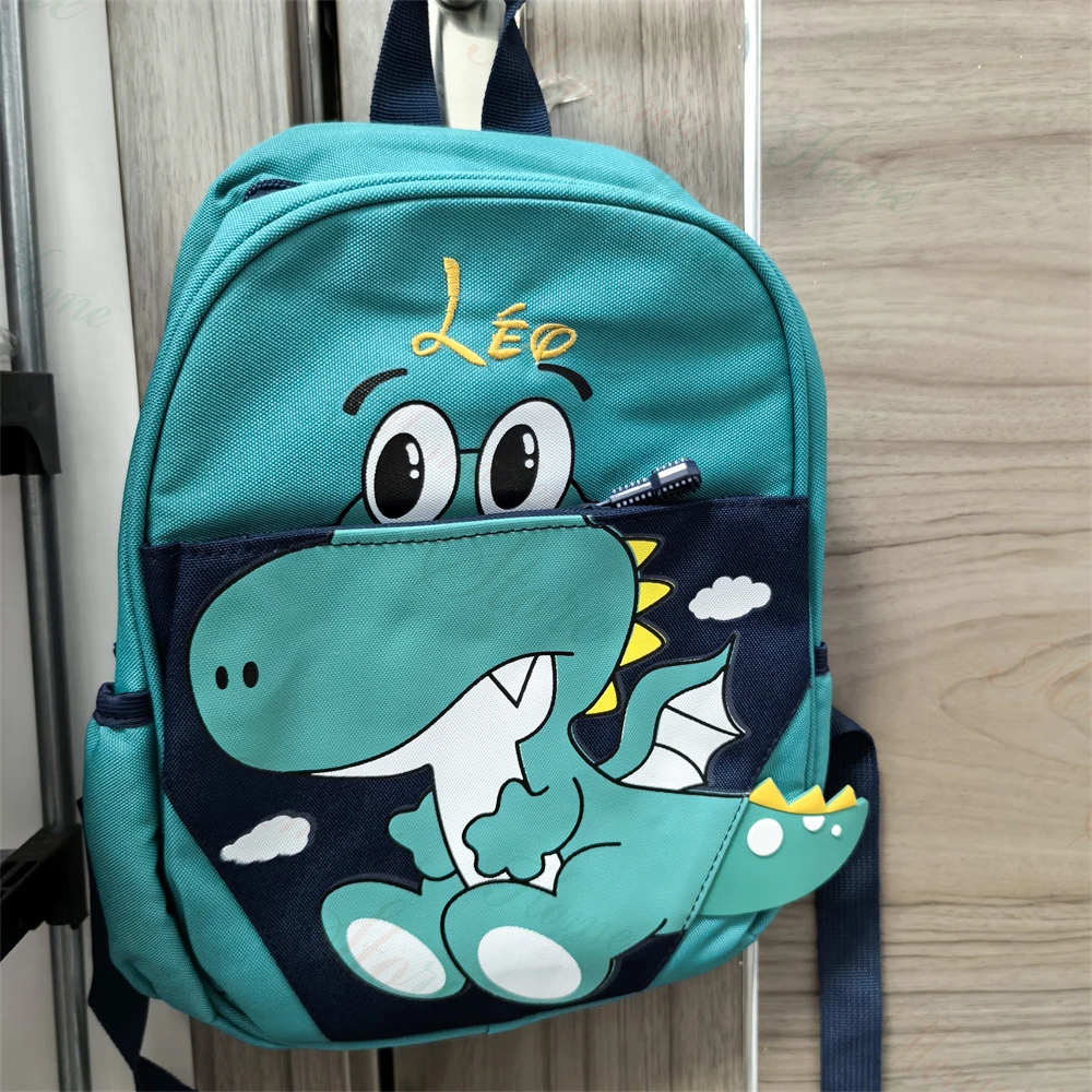 Kid\'s Cartoon Dinosaur Backpack Personalized Name Children\'s Kindergarten Cute Schoolbag Custom Embroidered Children\'s Day Gift