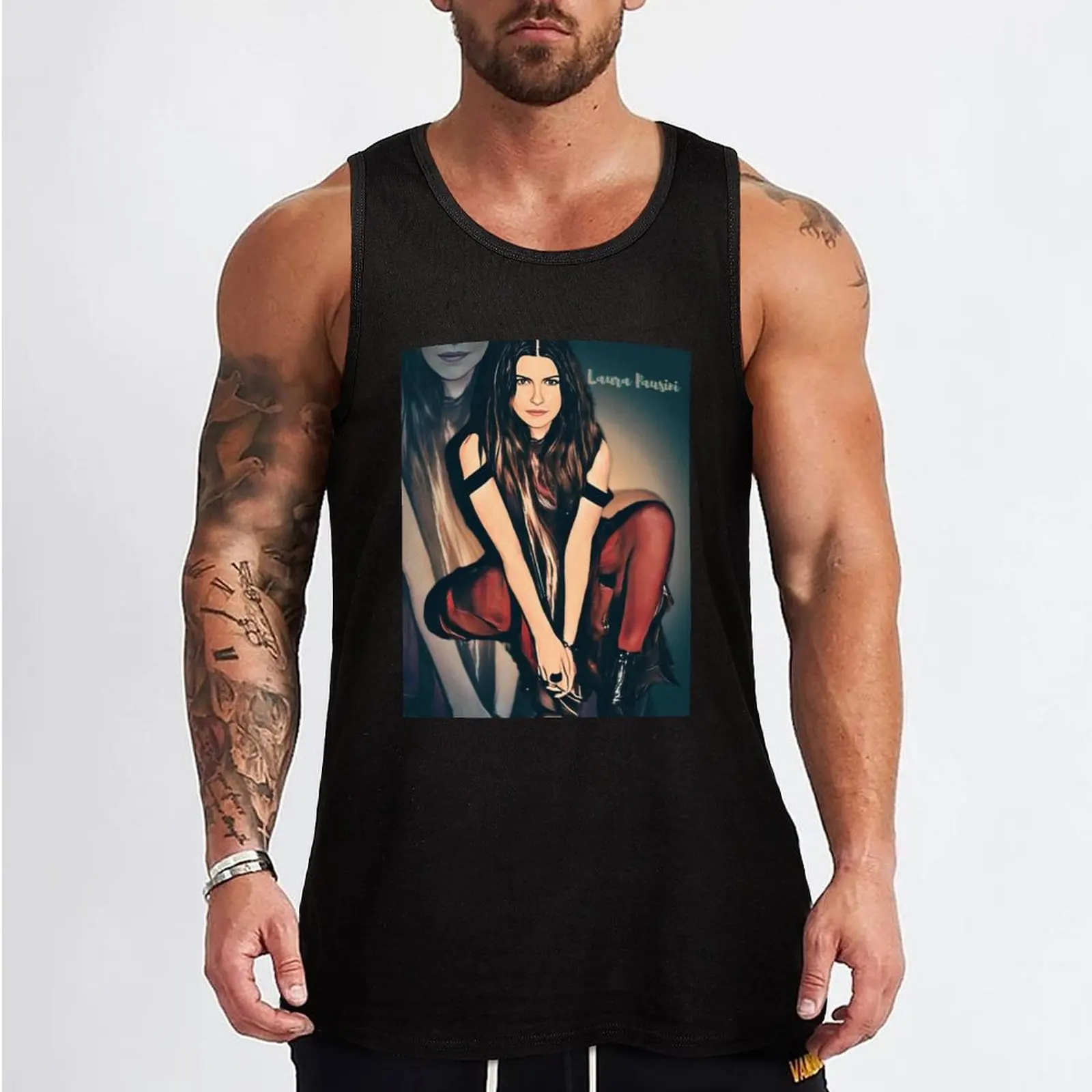 Laura Pausini Tank Top Men's clothing sleeveless jackets Fitness men clothing