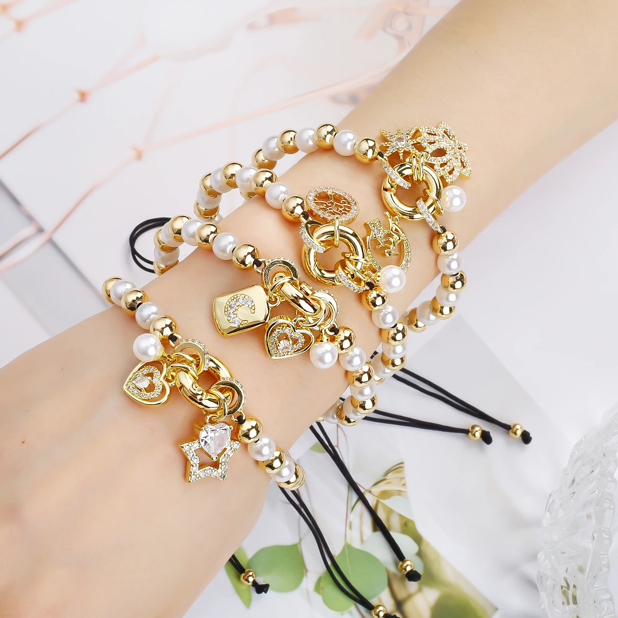 تصميم جديد النحاس الخرز اللؤلؤ سلسلة مضفر تاج فنزويلا العلم الصليب سوار جديد أزياء النساء حزب عيد ميلاد مجوهرات هدية #6