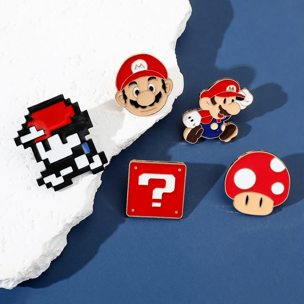 Super Marios Bros Enamel Pins Anime Kawaii Mochila Decor Jewelry Accessories Cartoon Mario Brooches Party Clothes Decoration