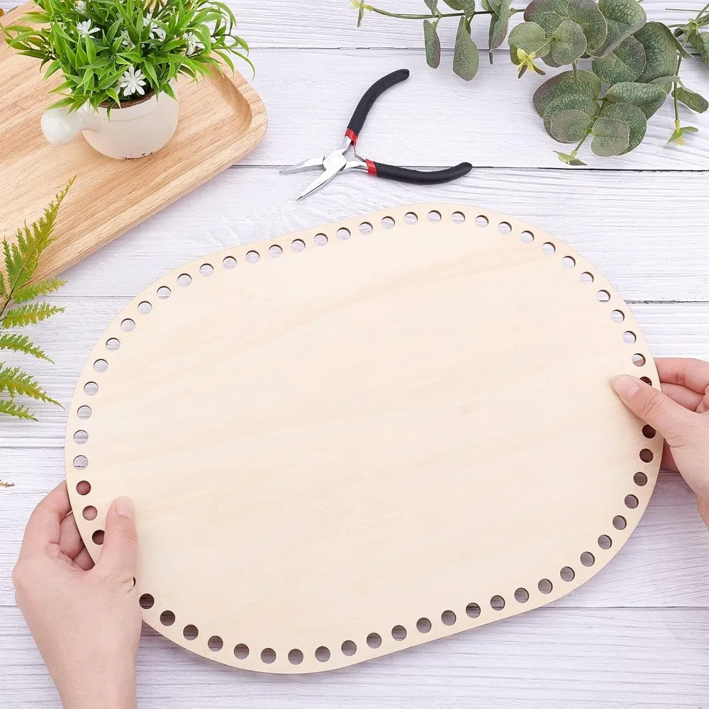 1pc Wooden Bag Bottom Oval Natural Wood Base Shaper 13.7x9.8\