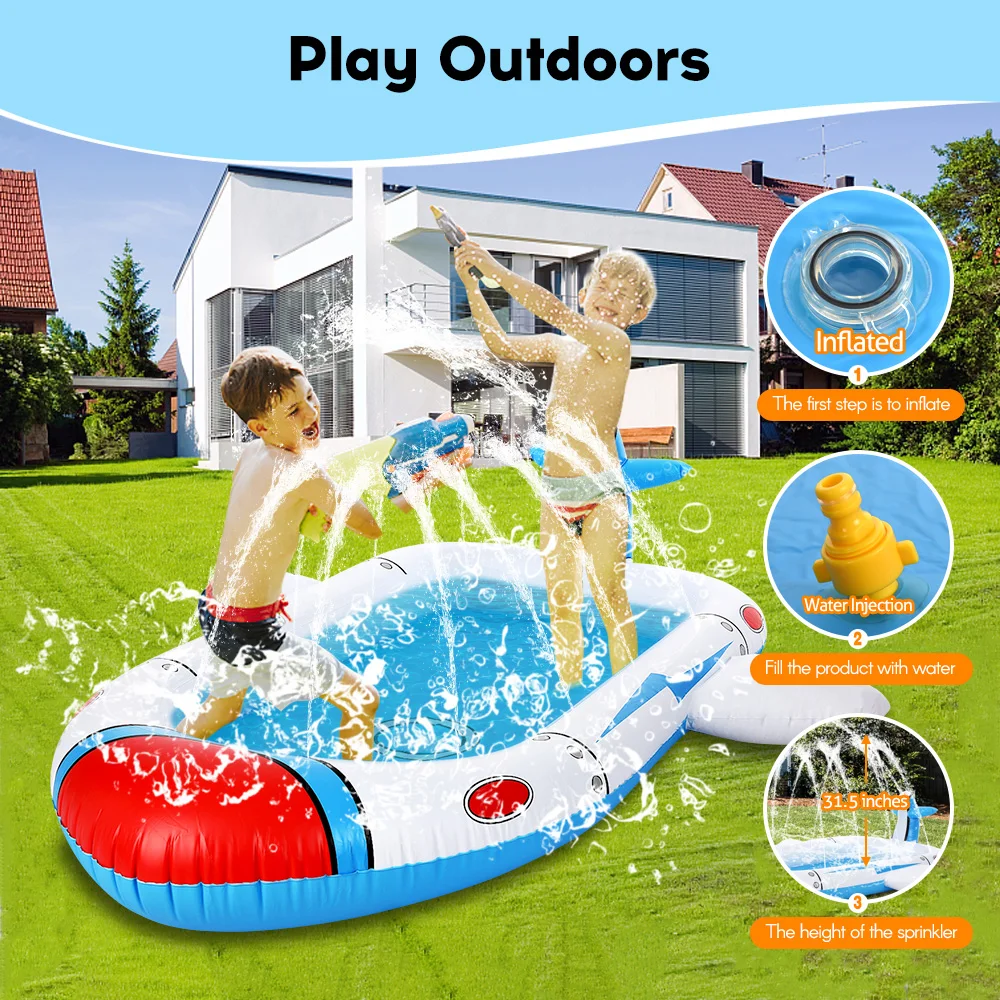 대형 팽창식 스프링클러 수영장, 어린이 물튀김 놀이 패드, 여름 야외 뒤뜰 물 장난감