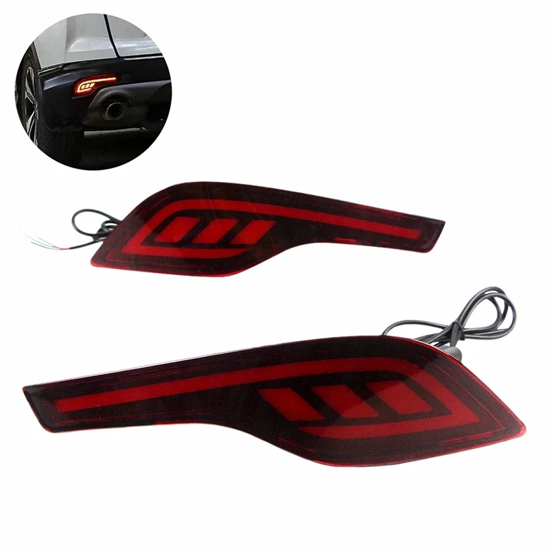 1 Pair Red Car Styling Rear Bumper Fog Lights LED Multi-function Reflector Tail Lamp Auto Accessories For Honda CRV 2017-2019