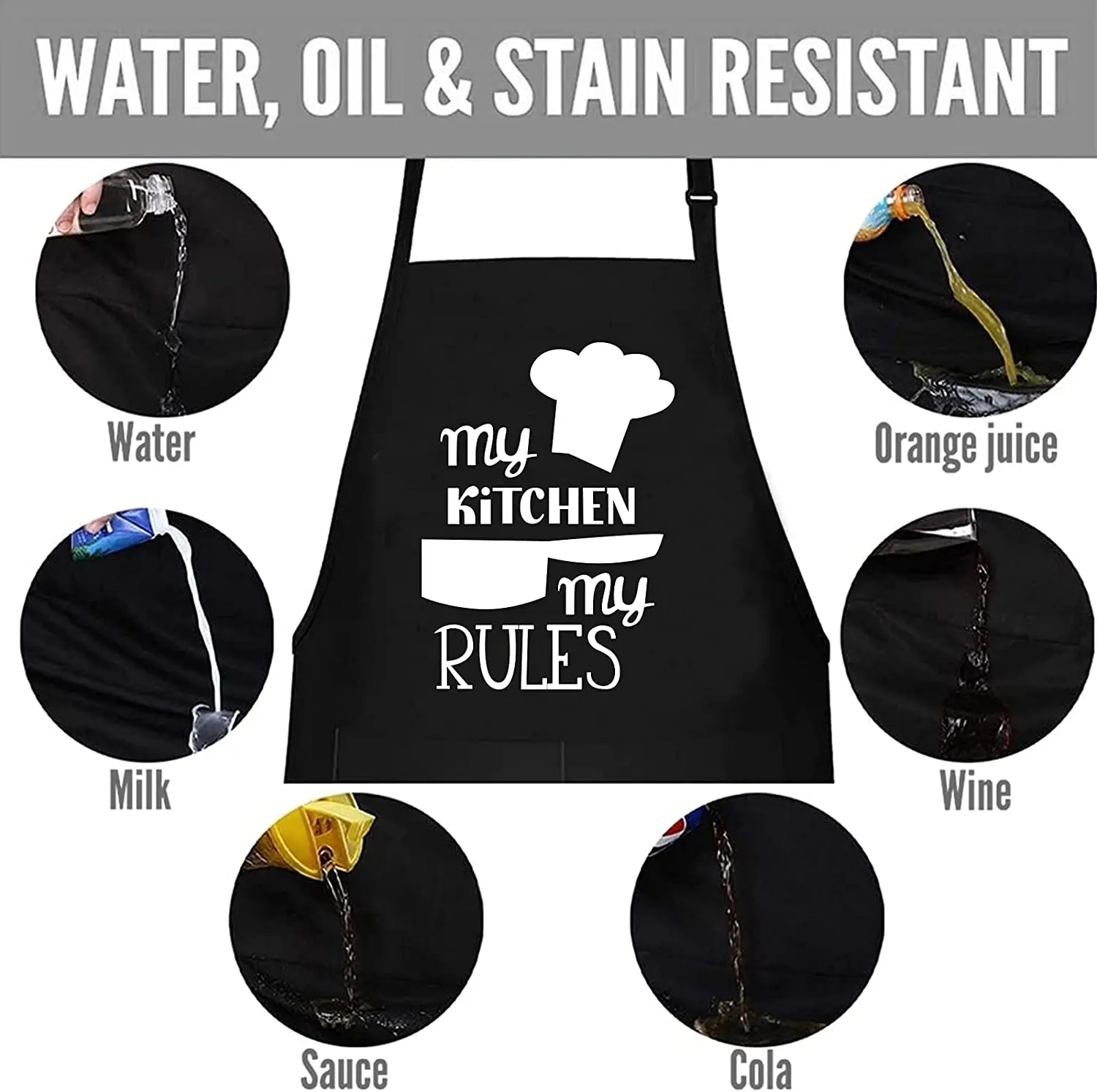 Caletoo Funny Cooking Aprons for Women Men, Bbq Grilling Aprons with 2 Pockets, Waterproof Chef Apron, Let's Cook Together.