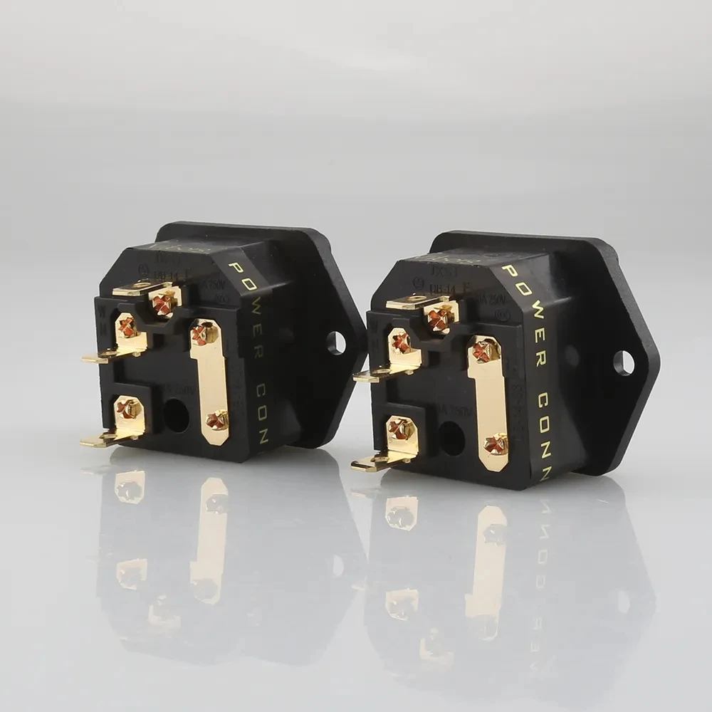 FI-03G 24K مطلية بالذهب IEC AC Inlet IEC مقبس الإدخال مع مقبس لحام HIFI مع الصمامات