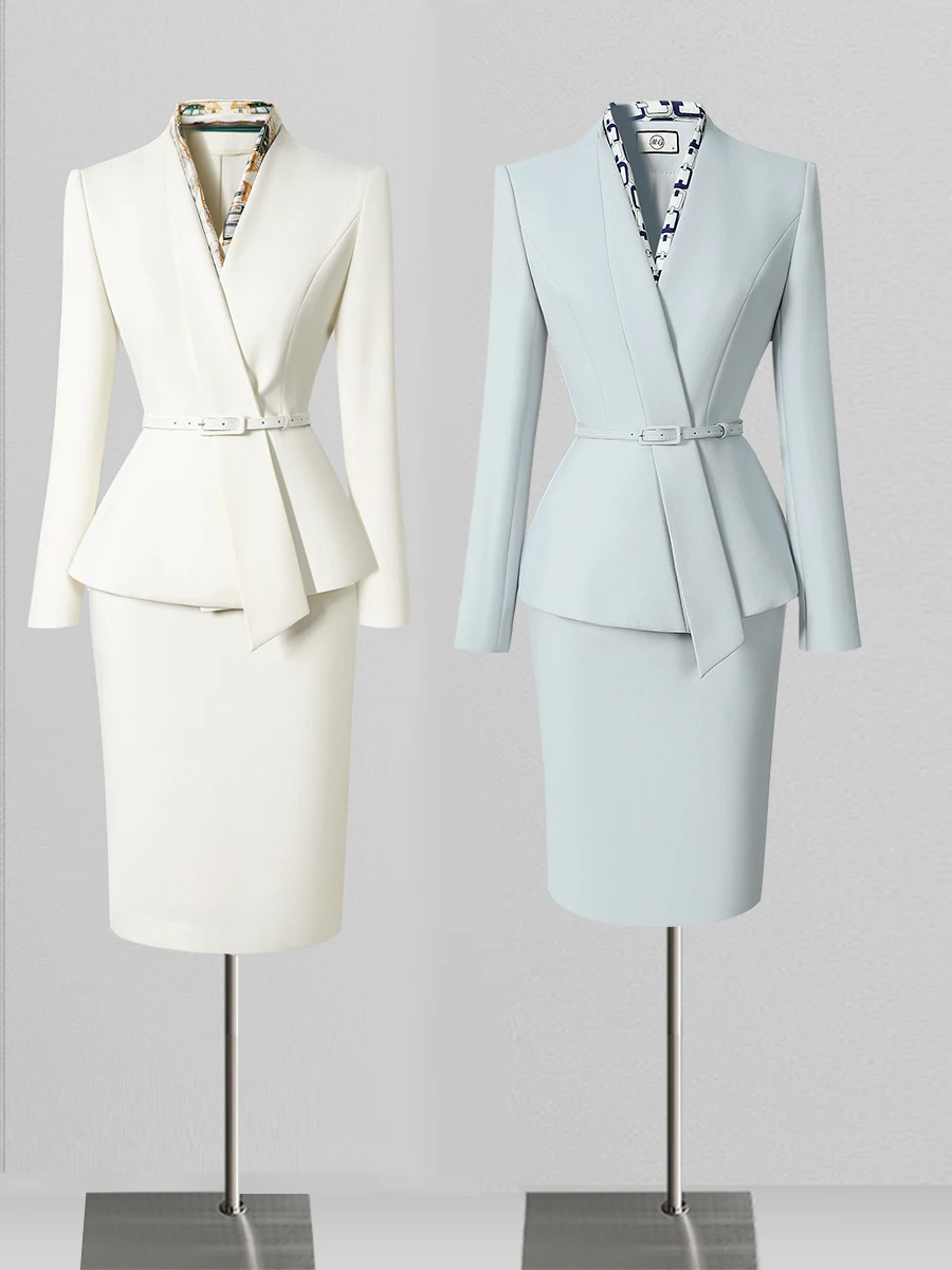 Elegant Professional Women's Suit Set Autumn Front Desk Workwear Fashionable Hotel Jewelry Store Beauty Salon Uniform