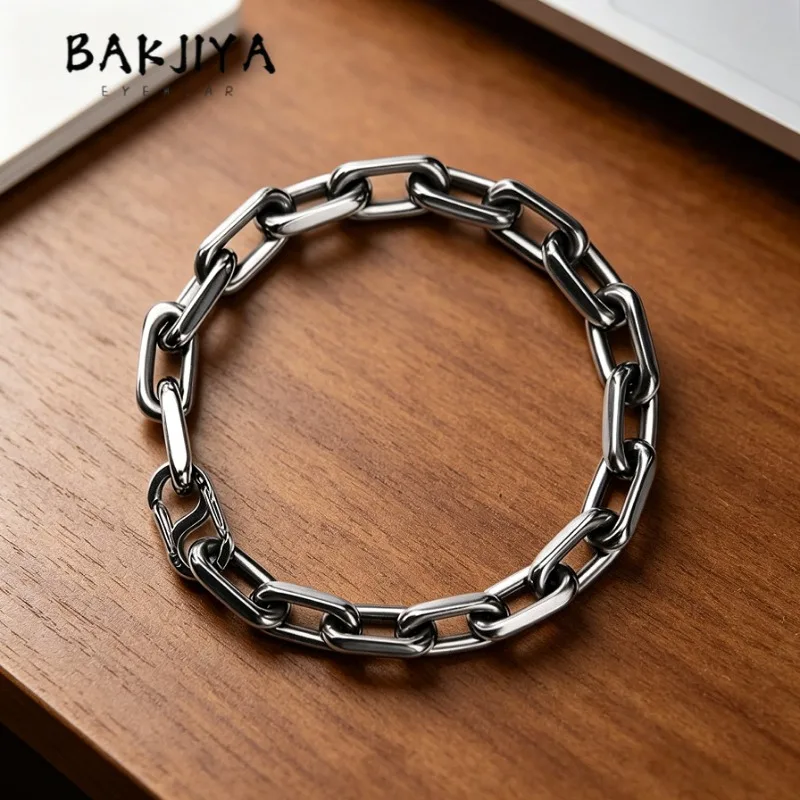 New Pure Titanium Chain Bracelet/Necklace, No Welding Grind Four Face Industrial Chain, Lightweight Anti Allergy Men's Necklace