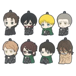 Attack on Titan Anime Erwin Smith Eren Levi Armin Arlert Hans Cute Rubber Keychain Toys Gift