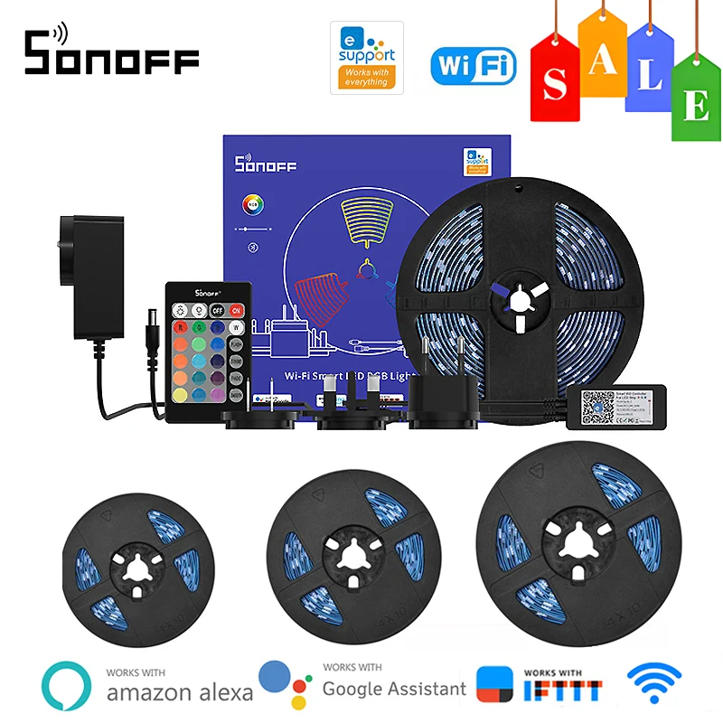 

Умная Светодиодная лента SONOFF L2/L2 Lite с Wi-Fi светильник, водонепроницаемая гибкая RGB полоска с регулируемой яркостью, работает через приложение EWelink, Alexa, Google Home