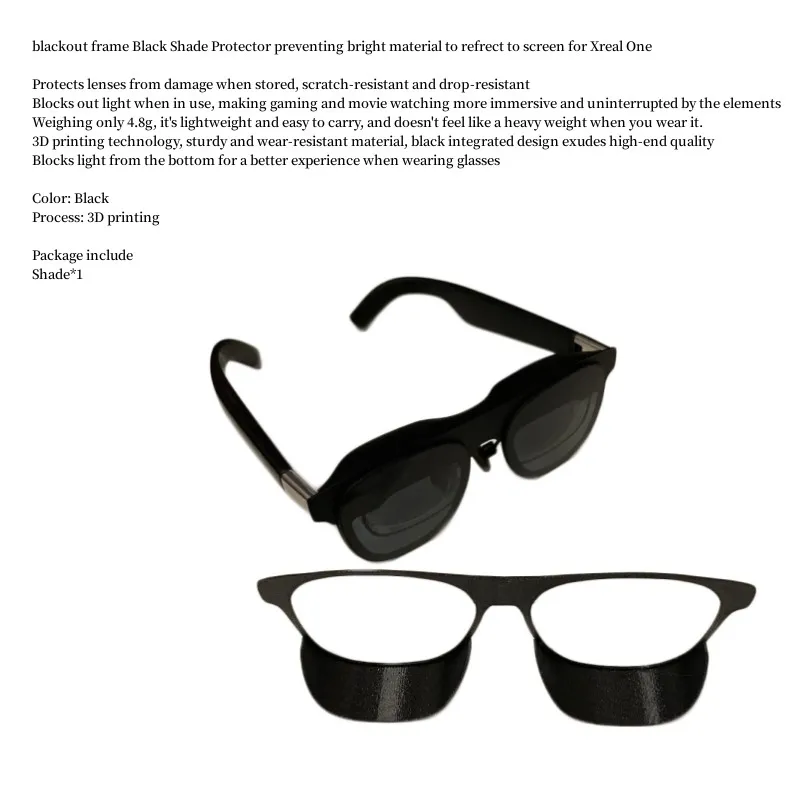 

blackout frame Black Shade Protector preventing bright material to refrect to screen for Xreal One