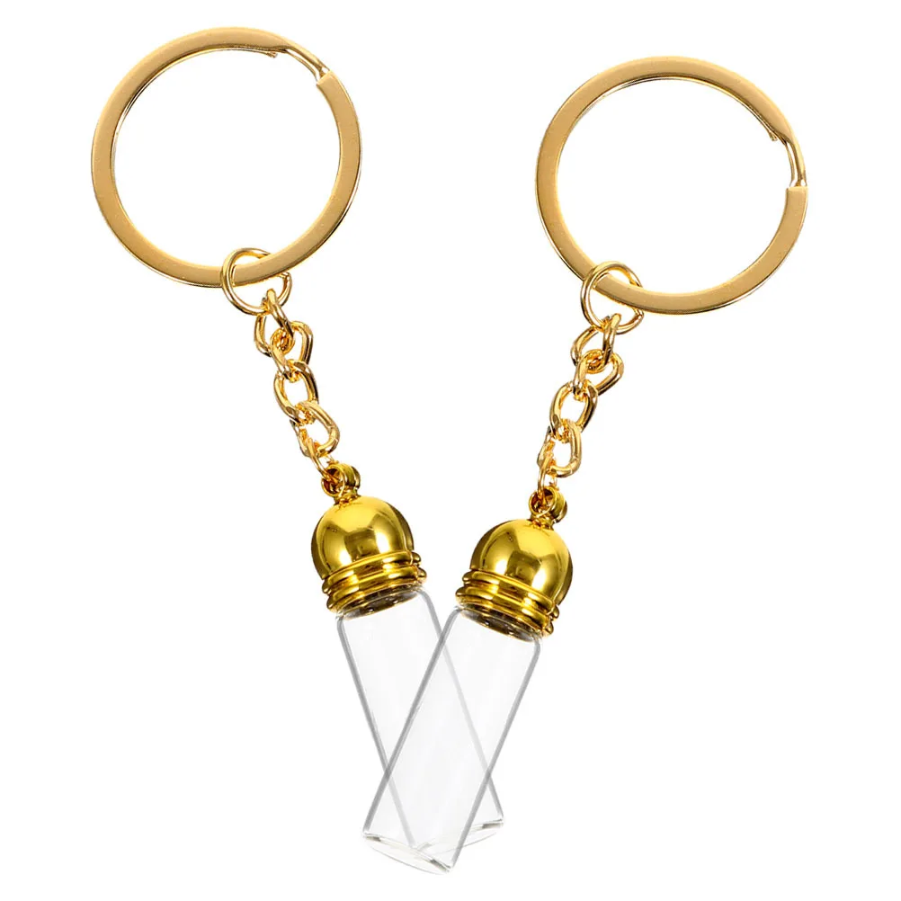 2 قطعة زجاجات عطر زجاجية شفافة قابلة لإعادة الملء سلسلة مفاتيح مانعة للتسرب حجم السفر حامل زيت عطري صغير محمول صغير #6