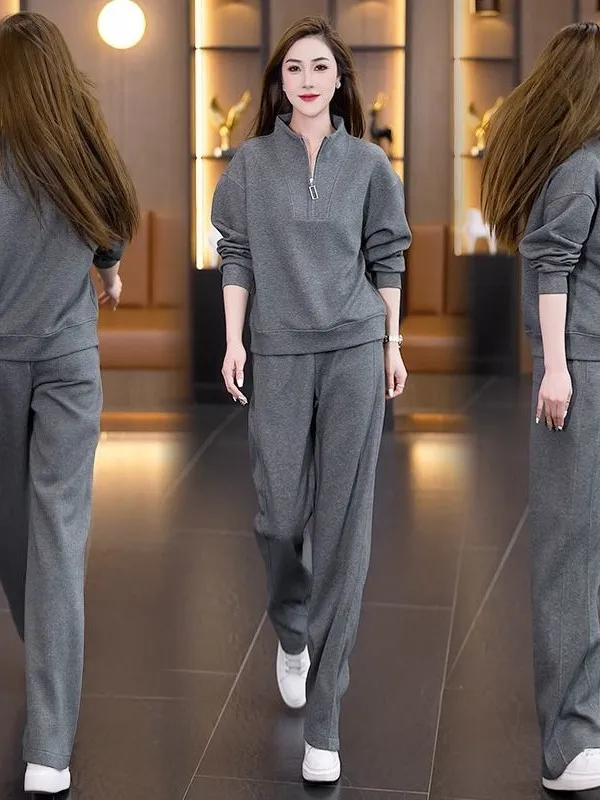 Fashionable Casual Sweatshirt And Pants Set for plus Size Women Spring Autumn New Style High Waist Long Pants Leisure Two Pie...