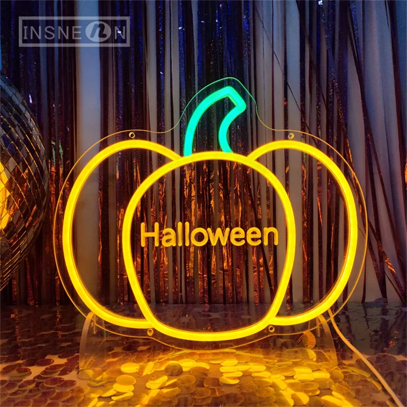 

Halloween Pumpkin Neon Signs Halloween Party Decor Home Wall Bedroom Art Hanging Light Decoration Personalized Gifts for Kids