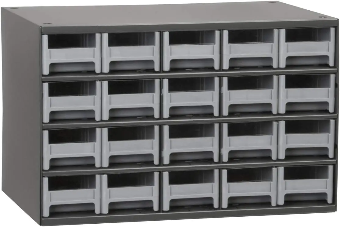 Steel Parts Garage Storage Cabinet Organizer for Small Hardware Nails Screws Bolts Nuts 20-Drawer Gray Cabinet/Gray Drawers