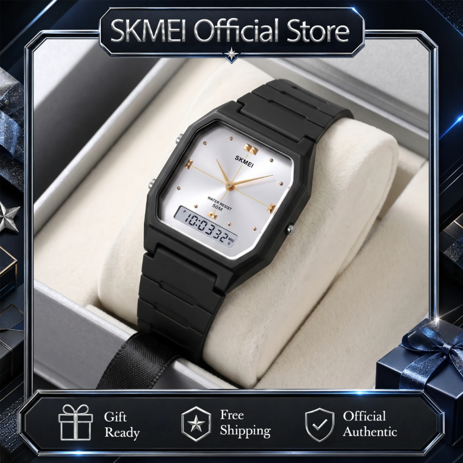 SKMEI Fashion 3Time Display Digital Wristwatch For Men Women Casual Stopwatch Sports Electronics Waterproof Watches Reloj Hombre