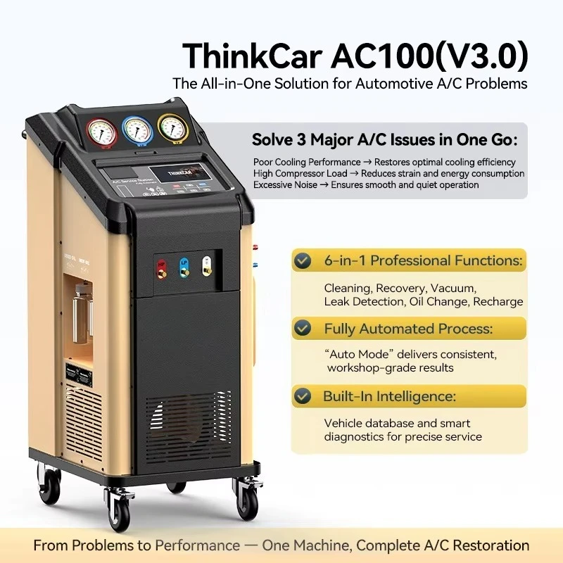 A/C Recovery and Flushing Machine Fully Automatic for R134a/R1234yf Professional Garage Equipment CE-Certified