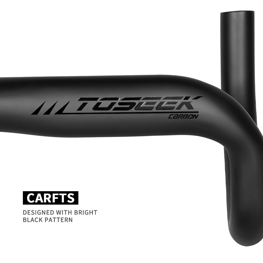 Toseek Racefiets Carbon Stuur Verminderen Weerstand Gebogen Bar Versterken Fietsonderdelen 400/420/440Mm Externe Routing Zwart Mat